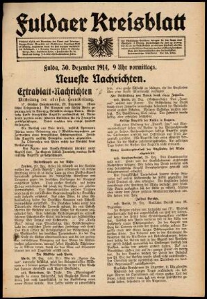 Erste Ausgabe vom Mittwoch, den 30. Dezember 1914.