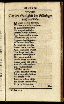 XXXVIII. Von der Seligkeit der Gläubigen nach dem Tode.