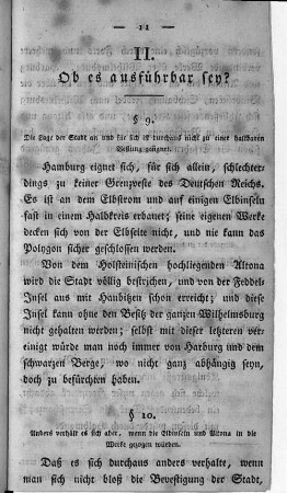 II. Ob es ausführbar sey?