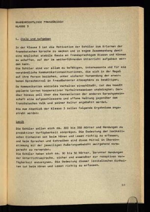 Rahmenrichtlinie Französisch Klasse 3