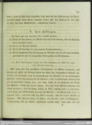 V. Das Auftragen