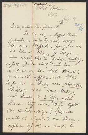 Brief an B. Schott's Söhne : 29.09.1907