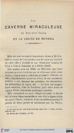 Sér. 4: La caverne miraculeuse de Sidi-Bou-Yahia et le culte de Mithra