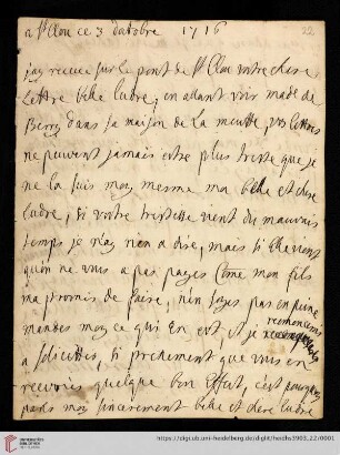 Elisabeth Charlotte (Liselotte) von der Pfalz - Briefe: Brief von Elisabeth Charlotte (Liselotte) von der Pfalz, Herzogin von Orléans, an Madame de Ludres