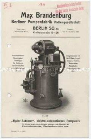 Elektro-automatisches Pumpwerk für Wasserversorgungsanlagen