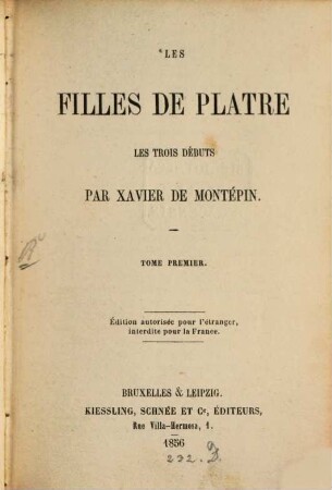 Les filles de plâtre : les trois débuts, 1