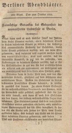 3tes Blatt. Den 3ten October 1810.