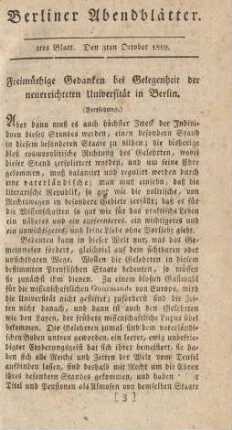 3tes Blatt. Den 3ten October 1810.