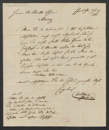 Brief an B. Schott's Söhne : 07.06.1832