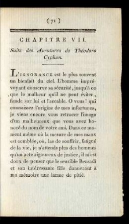 Chapitre VII. Suite des Aventures de Théodore Cyphon