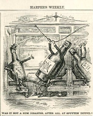 Was it not a rum desaster, after all, at Spuyten Duyvil? : Schnapsflaschen sitzen in einem Zugabteil, und eine zieht die Notbremse
