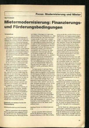 Focus: Modernisierung und Mieter