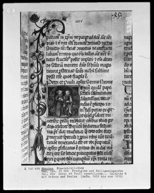 Predigten und Heiligenlegenden — Initiale O mit Petrus und Paulus, Folio 45verso