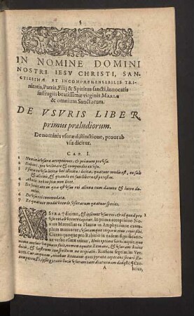 De usuris liber primus praeludiorum.