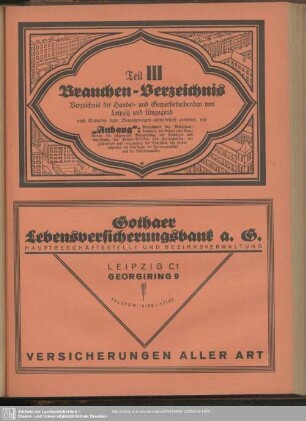 Teil III. Berufsklassen und Gewerbebetriebe : Teil III. Branchen-Verzeichnis