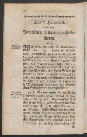 Das VI. Hauptstück. Von den Beweisen und ihren mancherley Arten