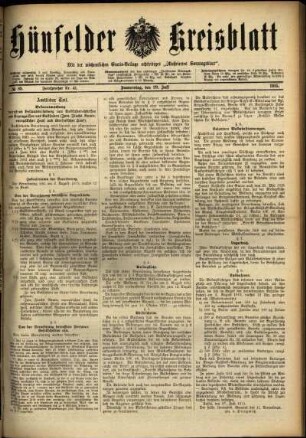 Ausgabe vom Donnerstag, den 29. Juli 1915.