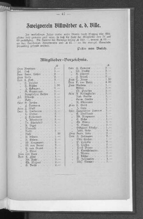 Zweigverein Billwärder a. d. Bille.