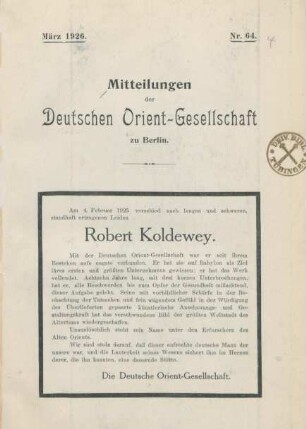 Nachruf für Herrn Robert Koldewey.