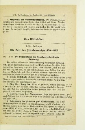 Erster Zeitraum. Die Zeit des Frankenreiches 476-843