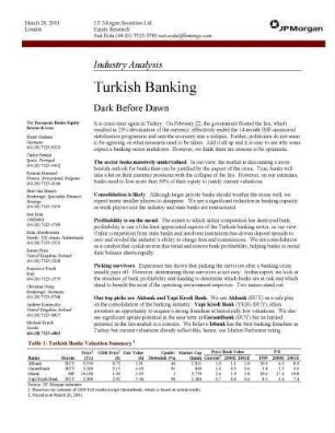 Industry Analysis: Turkish Banking Dark Before Dawn