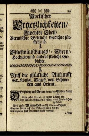 I. Glückwünschungs/ - Ehren/ - Hochzeit- und andere fröliche Gedichte.