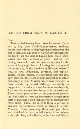 Letter from Anda to Carlos III