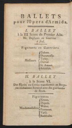 Ballets pour l'Opera d'Armida