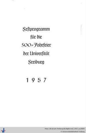 Festprogramm für die 500 Jahresfeier der Universität