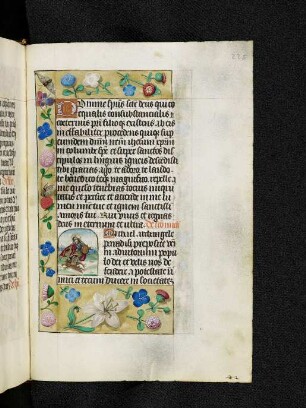 Bordürenseite mit Streumusterbordüre und Textanfangsminiatur: Erzengel Michael