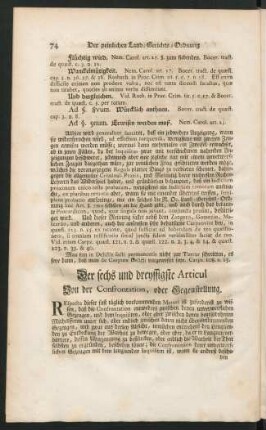 Der sechs und dreyssigste Articul Von der Confrontation, oder Gegenstellung.