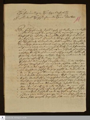 Brief von Johann Christian Steinbart an Gotthilf August Francke.