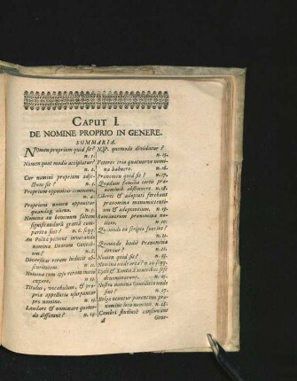 Caput I. De Nomine Proprio in Genere.
