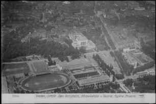 Dresden: Illgen-Kampfbahn, Georg-Arnhold-Bad und Hygienemuseum. Luftbild-Schrägaufnahme von Südost