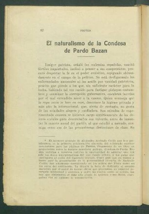 El naturalismo de la Condesa de Pardo Bazán