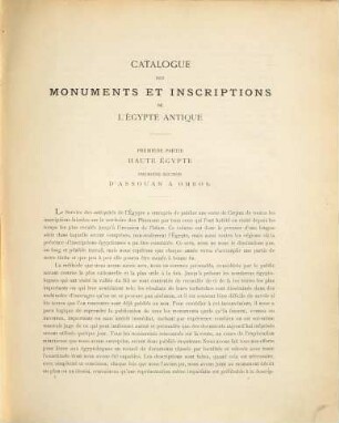 Catalogue des monuments et inscriptions de l'Egypte antique : Haute Egypte, 1. De la frontière de Nubie à Kom Ombo