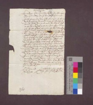 Schreiben Jakob Iselis zu Basel, Cotidian-Schaffners des Basler Domkapitels, an den Domdekan Trudpert von Roggenbach zu Freiburg im Breisgau wegen der Altwasser des Brunnens im Basler Domhof.