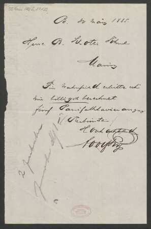 Brief an B. Schott's Söhne : 30.03.1885