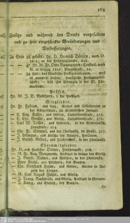 Zusätze und während des Drucks vorgefallene oder zu spät eingeschickte Veränderungen