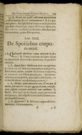 Cap. XXXI. De Speciebus corporis mixti. - Cap. XL. De Anima in genere.