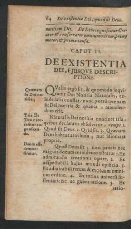 Caput II. De Existentia Dei, Eiusque Descriptione.