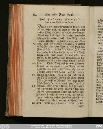 Das siebente Kapitel, vom 25ten Vers bis zu Ende.