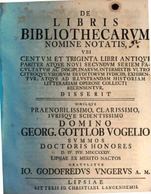 De libris Bibliothecarum nomine notatis : [Progr.]
