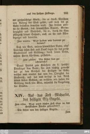 XIV. Auf das Fest Michaelis, des heiligen Erz-Engels.