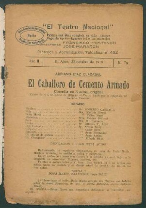 1919007900: El caballero de Cemento Armando : comedia en tres actos