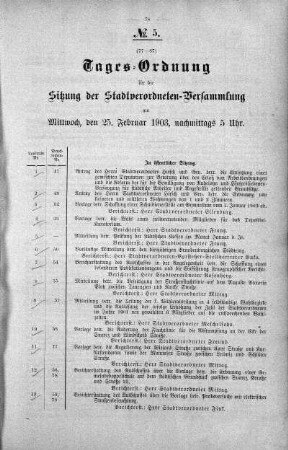 Tages-Ordnung, 25. Februar 1903