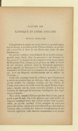 L'Afrique et l'Inde anglaise