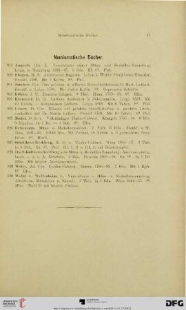 Numismatische Bücher (Nr. 919-930)