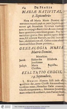 Genealogia Mariæ Matris Domini.