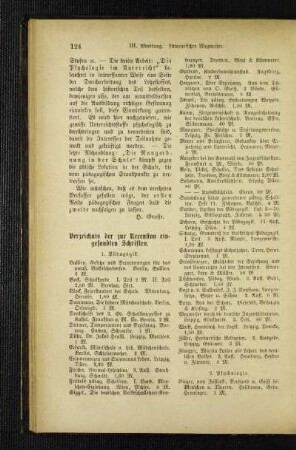 Verzeichnis der zur Recension eingesandten Schriften